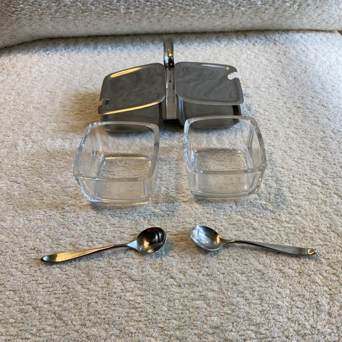 WMF Cromargan Germany Vintage Double Condiment Server Set Glass Stainless Steel - Picture 9 of 12