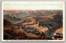 Sunset Grand Canyon Nat'l Park Mojave Point AZ Fred Harvey Linen Postcard L9