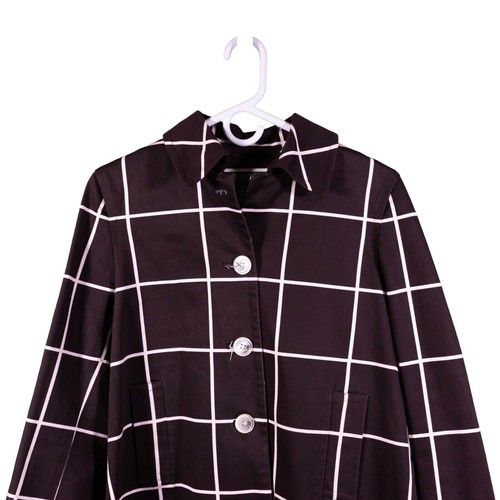 Ralph Lauren Women's Blazer Brown White Check Plaid Work Suit Jacket Petite M - Picture 4 of 7