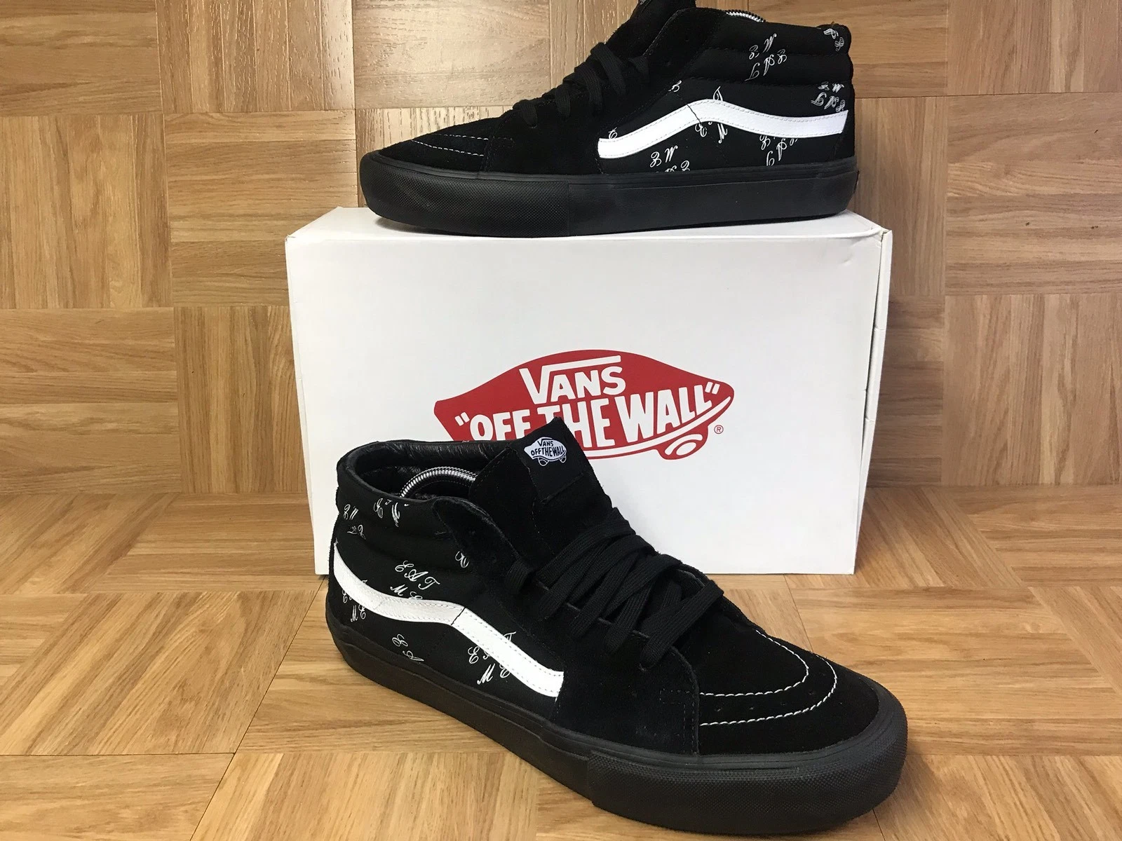 RARE ? VANS x Supreme Sk8 Mid EAT ME chaussures de skateboard PRO en cuir noir taille 13