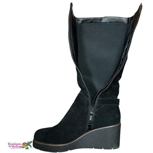 Giani Bernini Atlinaa Black Suede Knee High Platform Wedge Boot Size 8.5 Women - Picture 5 of 17