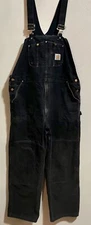 Mens Carhartt Double Knee Bib Jumpsuit Overalls R01 BLK Size 42 Pants    P328
