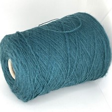 Dark Turquoise THICK THIN WOOL BLEND Yarn on Cone for Knitting USA TARIFF FREE