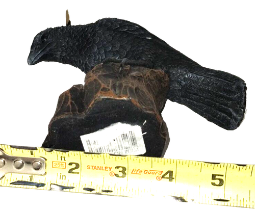 Ebros Perching Raven On Rock Statue Gothic Crow Scavenger Bird Decor 5 1/8" Tall - Picture 10 of 10