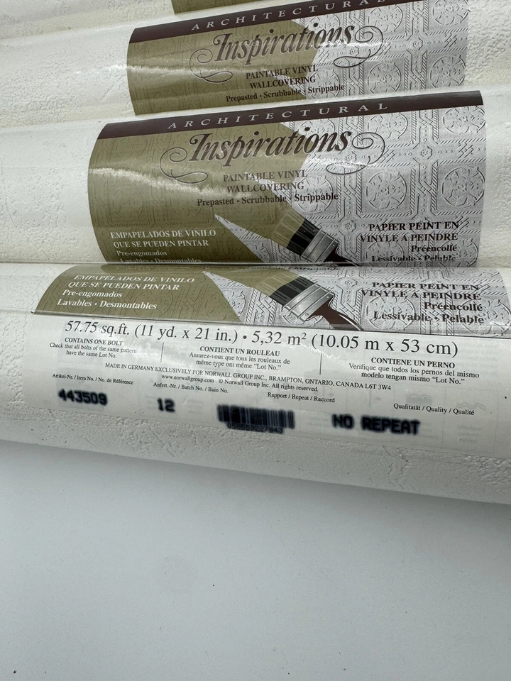 Architectural Inspirations Paintable Vinyl Wall Covering 4 Rolls #443509 - Image 2 of 3
