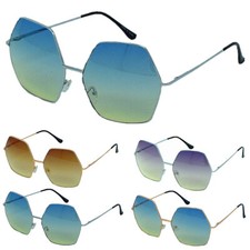 Mens Womens Fashion Metal Frame Hexagon Sunglasses Shades Retro Pilot Eyewear