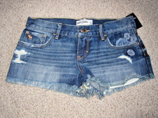 NWT ABERCROMBIE  FITCH KIDS GIRLS THE A  F CLASSIC DENIM SHORTS EMBELLISHED 16