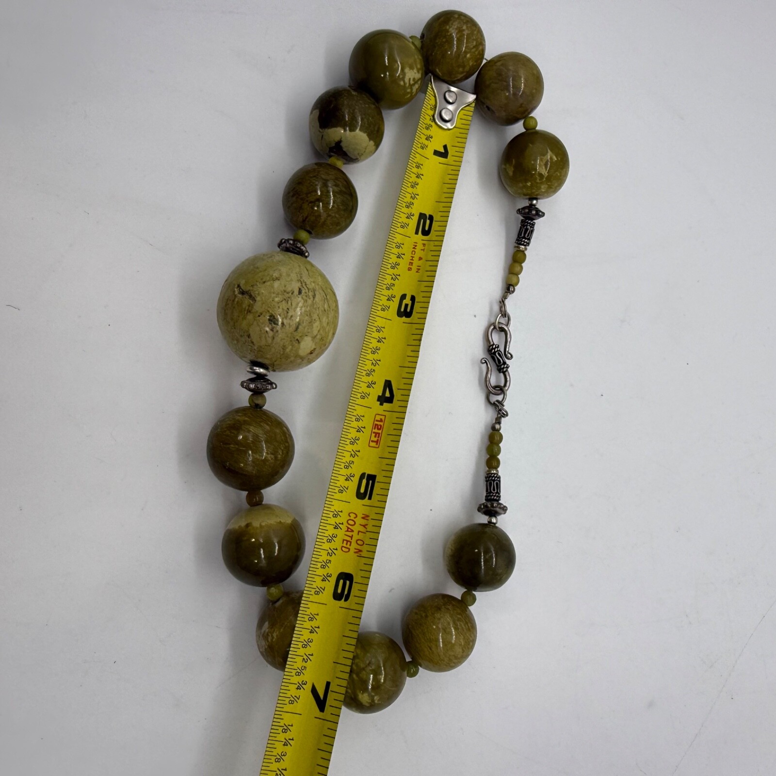 Large Marble Beaded Statement Necklace Green Ster… - image 3