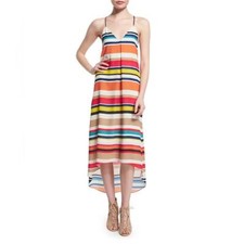 Alice + Olivia pink blue orange striped Cortes sleeveless dress size XS
