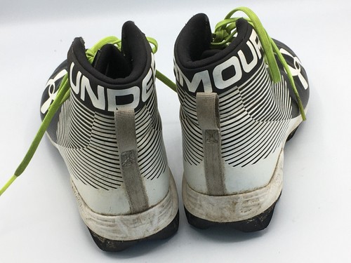 Under Armour Cleats Shoes Size 5.5 Y Black White Green Lace Up High Top - Picture 5 of 6