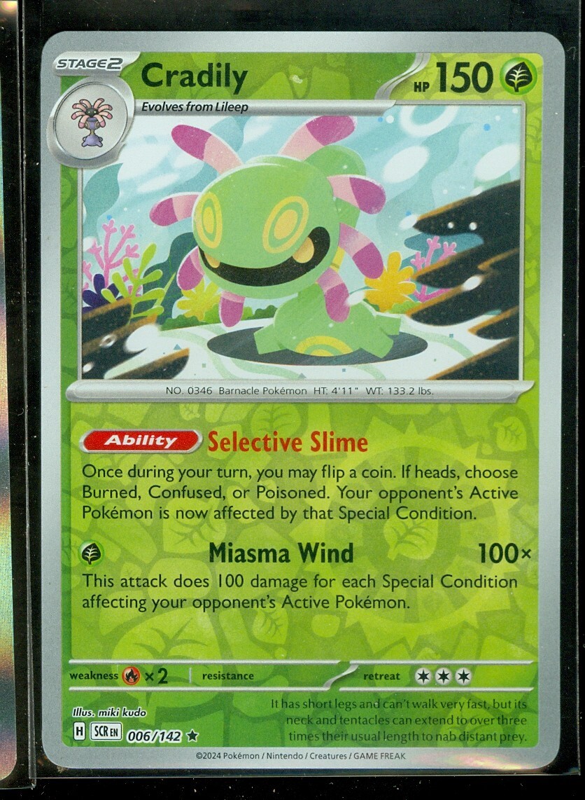 Pokemon CRADILY 006/142 - Stellar Crown - RARE Rev Holo - - MINT