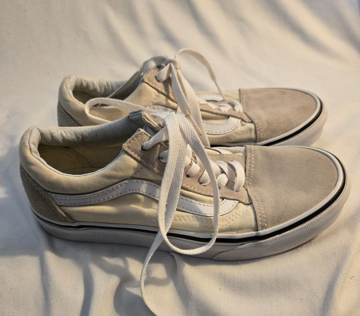 Vans Old Skool Shoes Mens Size 5 Beige Canvas Suede Low Top Skate Sneakers thumbnail 4