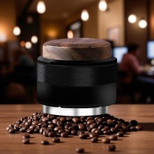 58mm Coffee Distributor Hand Tamper Adjustable Depth Coffee Leveller Walnut
