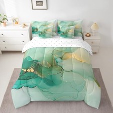 Marble Bedding Set Size Modern Marble Aesthetic Comforter Set with Twin Green
