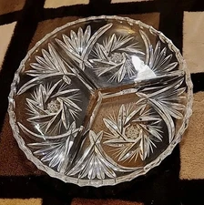 Vintage 3 Section Relish Dish 8 Point Star in Center Each Flower/Section 7.75"