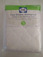 New Sealy Crib Mattress Pad Cozy Dreams Waterproof Fitted White 52x28
