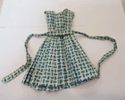 Vintage 1960's Barbie Blue Black White Sleeveless Pleated Dress With Belt