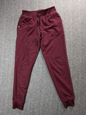 Jaanuu Womens XS Maroon Burgundy Jogger Scrub Pants Medical Uniform Bottoms