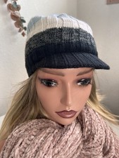 Bula girls beanie Billed Knit Cap Blue White Black Grey