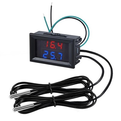 LED Digital Thermometer mit Dual-Display, 2  Metallsonden, Temperatursensor f...