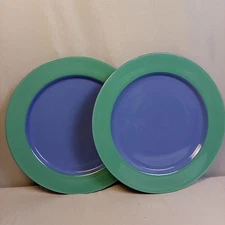 Lindt-Stymeist Colorways Dinner Plate Set 2 Green Blue Teal 11 Inch Bold Retro