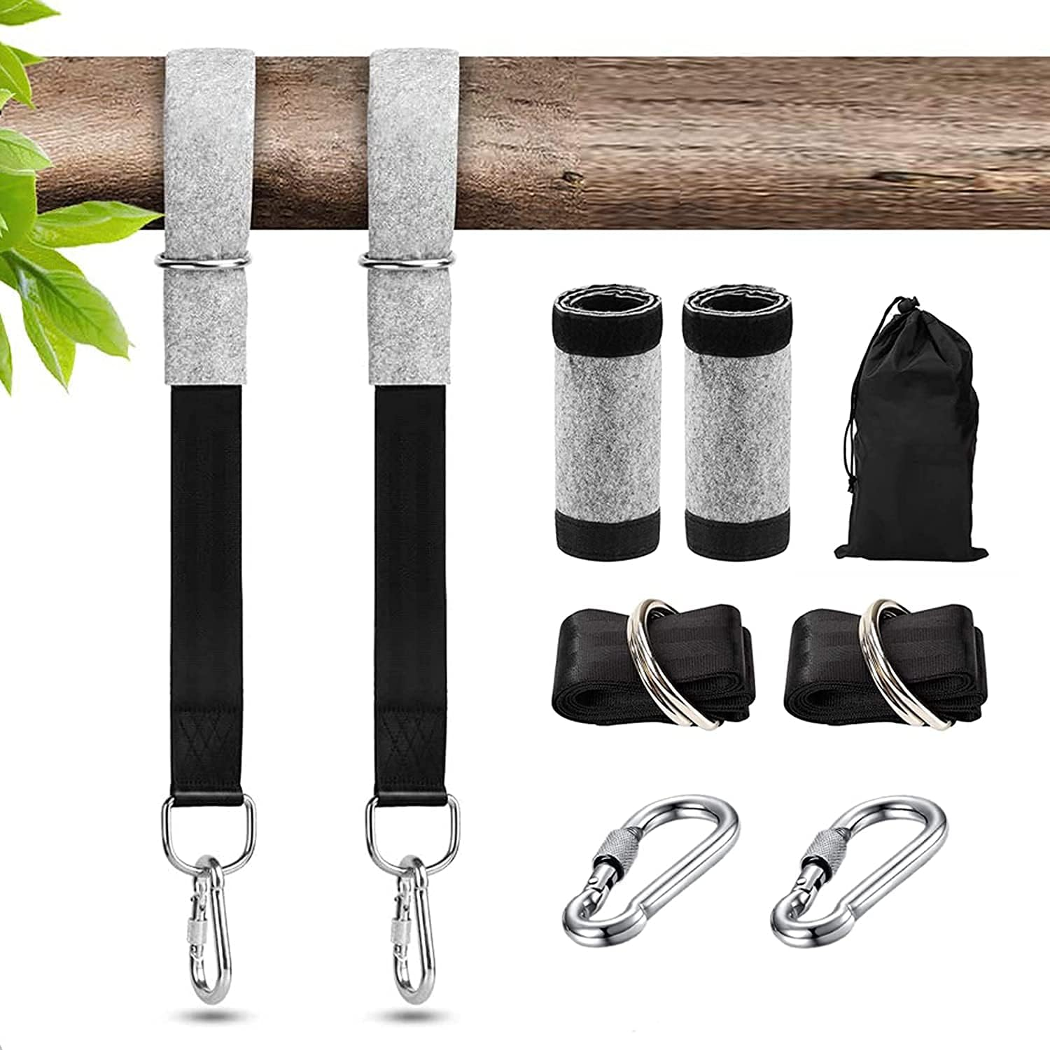 Tree Swing Hanging Kit - Holds up 1700 LBS 9.8Ft Polyester Fiber Straps with 2 T