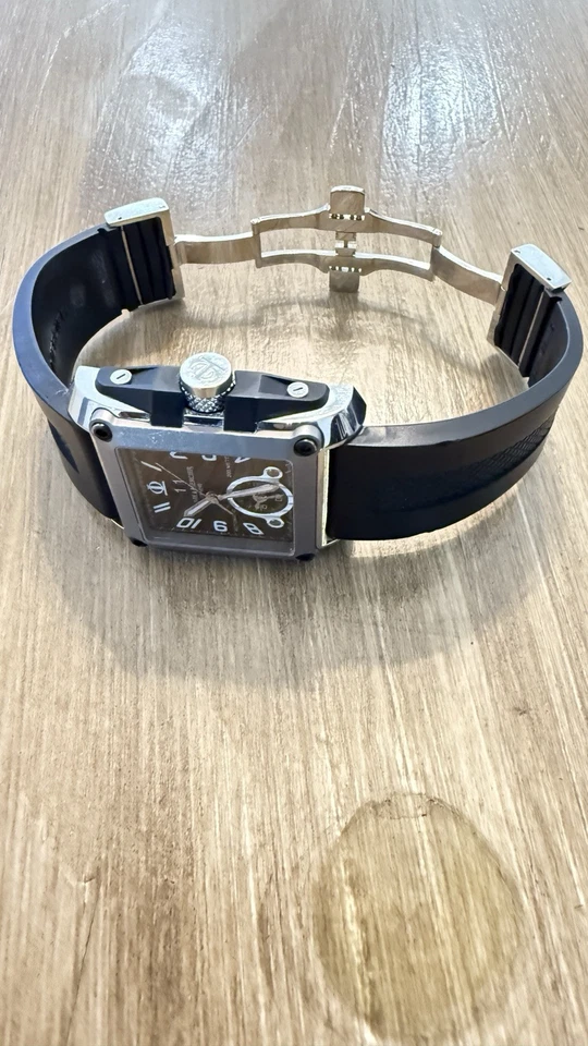 Baume & Mercier Hampton Square Dual Time Steel Mens 37mm Automatic Watch 65590 - Image 2 of 4