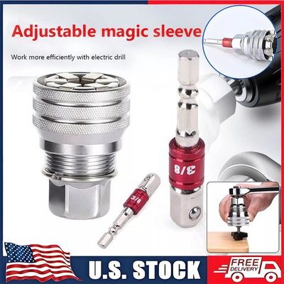 #ad 10 19mm Universal Socket Tool Adjustable Multifunction Wrench Sleeve Adapter Kit $15.99