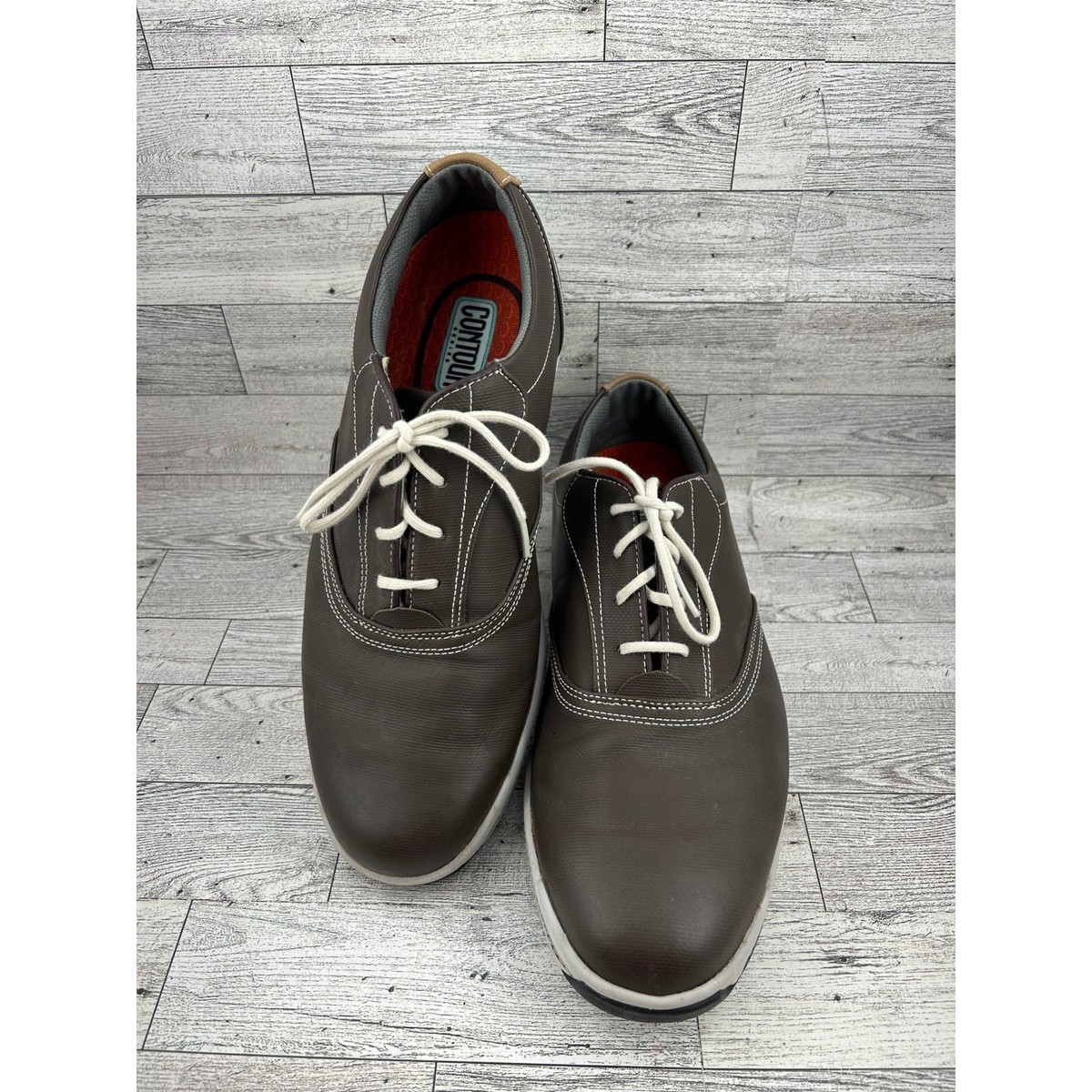 Men’s FootJoy Tan Leather Lace-Up Derby Golf Shoes Vintage Pair of Footjoy Men main image 2