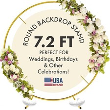 7.2ft Round Backdrop Stand Circle Backdrop Stand Gold Balloon Arch Frame Kit Met
