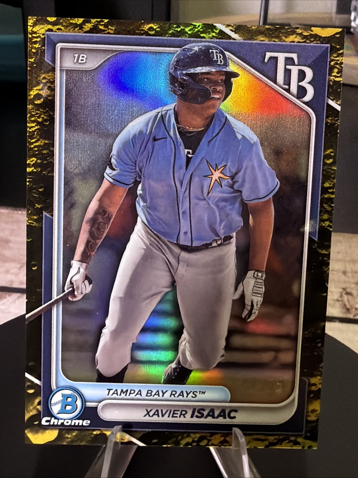 2024 Bowman - Chrome Prospects Xavier Isaac #BCP-133 Yellow Lunar Refractor /75