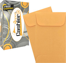 500 - 7 Coin Envelopes, 3.5 X 6.5 Inches, Brown Kraft Paper Flap Closure