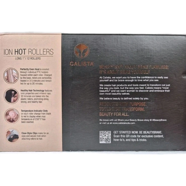 Calista Tools Ion Hot Rollers 12 - 1" Corto, 1.25" Clips Medianos Rosa Foto 2 de 4