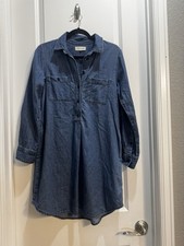 Madewell Blue Denim Shirt Dress Med Long Sleeved Buttons Armpit To Armpit 20”