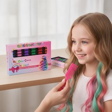 Creative Hair Chalk Comb Set for Girls - Safe Temporary Color Options