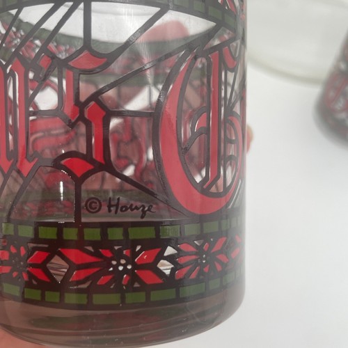 Houze Set Of 4 Gold Rim Stained Glass Holiday Season Greetings Drinking Tumbler - Picture 10 of 10
