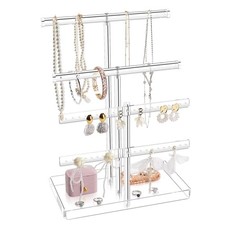 Acrylic Jewelry Display Stand 4-Tier Jewelry Organizer, Necklace Bracelet Clear