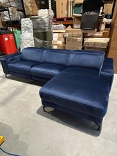 John Lewis Gradient RHF Chaise Power Recliner Sofa, Navy Chenille