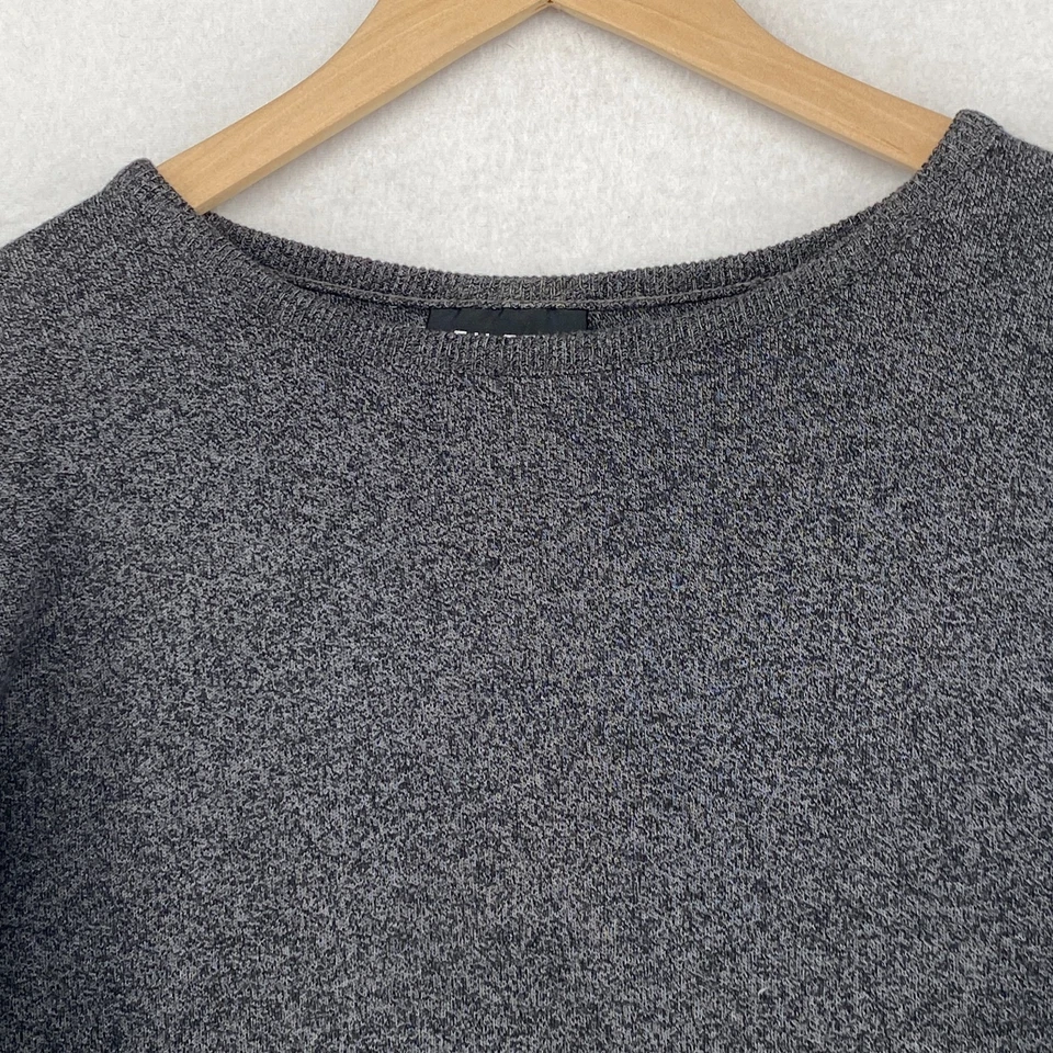 Suéter EILEEN FISHER NEW YORK M Algodón jaspeado Pullover Grande Negro EE. UU. DE COLECCIÓN Foto 3 de 4