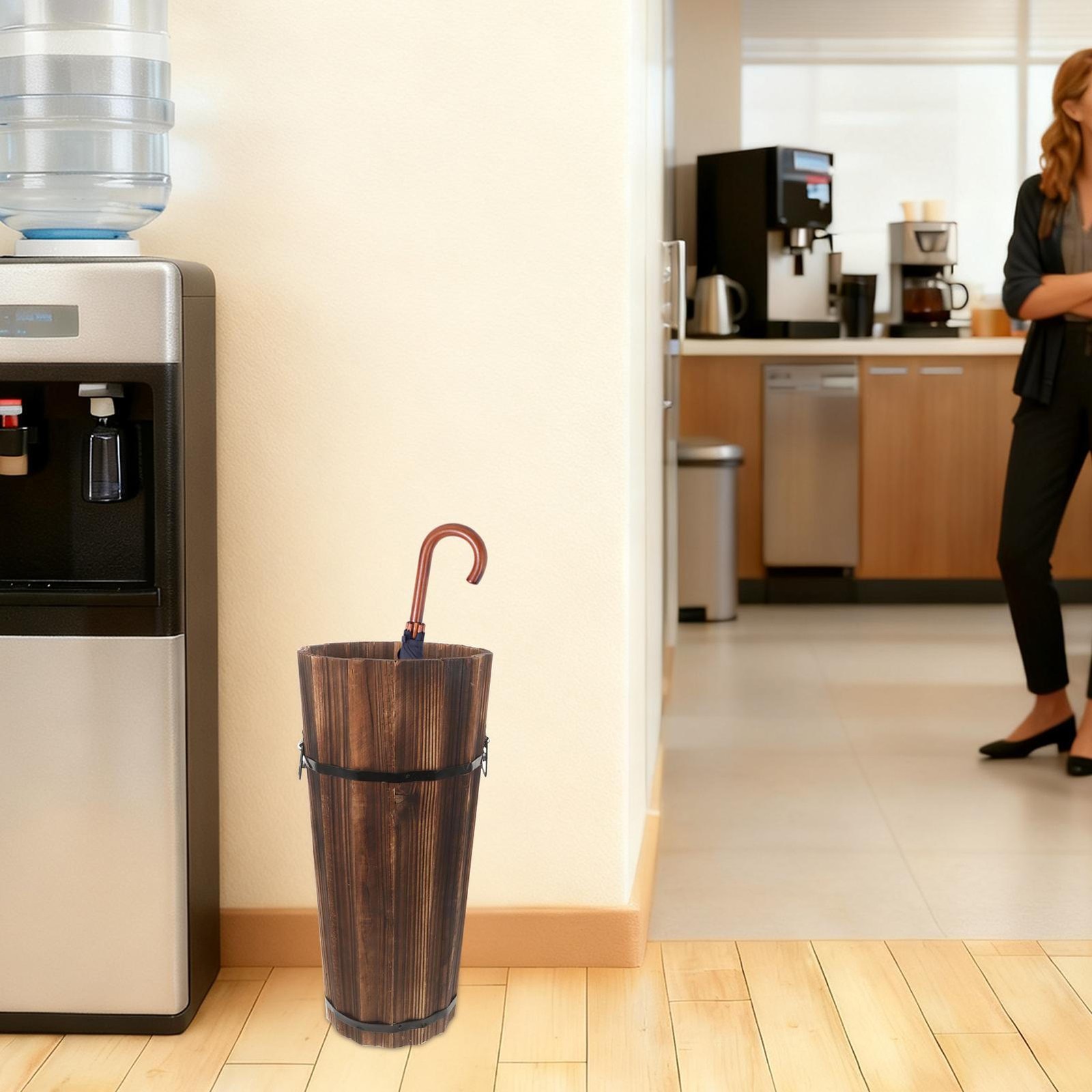 Umbrella Stand Indoor Wooden Large Storage Organizer Cane Holder Beneficial