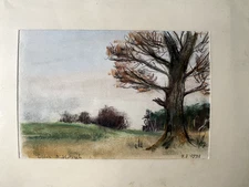Tobias Nicklitzsch *1982 Berlin Pastel Dated 1992 View Clearing With Tree