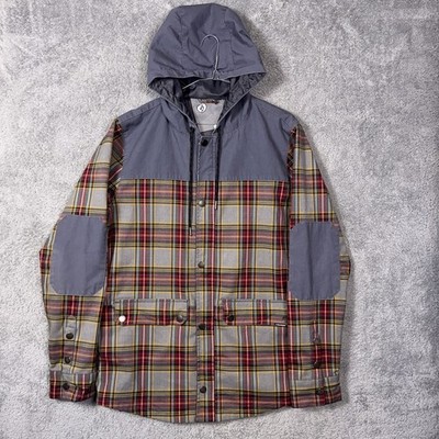 Vintage Volcom Jacket Mens L Full Zip Canvas Elbow Patch Flannel Snowboard DWT