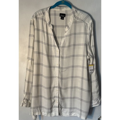 #ad Simply Emma Women Plus Size 1X Split Neck Henley Shirt Top Blouse NEW $10.00