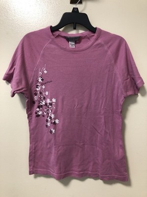 Quechua Pink Floral Knit Short Sleeve Crew Neck T-Shirt Size S