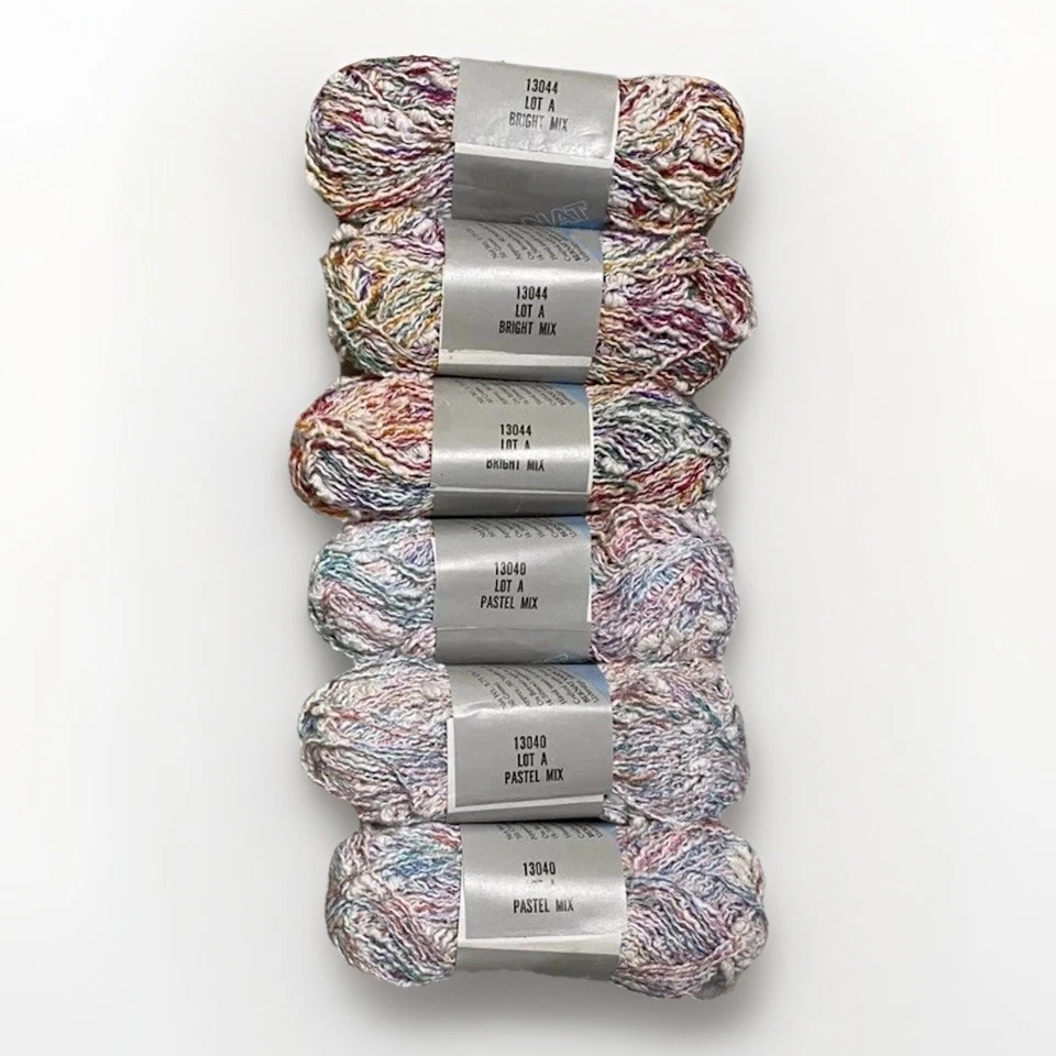 6 VTG Bernat Viva Yarn Skeins Pastel Bright Mix 90 yd Cotton Blend 50g 1.75 oz - Image 3 of 4