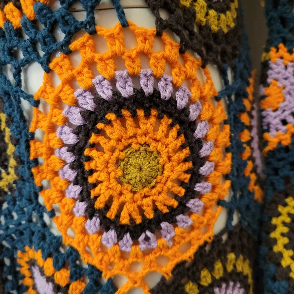 Anthropologie Polilla Suéter Cárdigan S/M Medallón Crochet Coachella Hippie Boho Foto 4 de 4