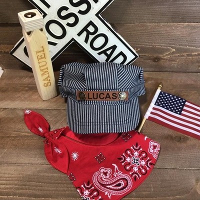 PERSONALIZED Train Hat and Bandanna, train conductor hat, Train Costume