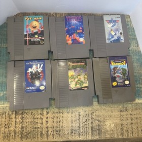 Lote de 6 Juegos Nintendo NES Tortugas Ninja pac-man Top Gun Rampage, Tetris Ghost