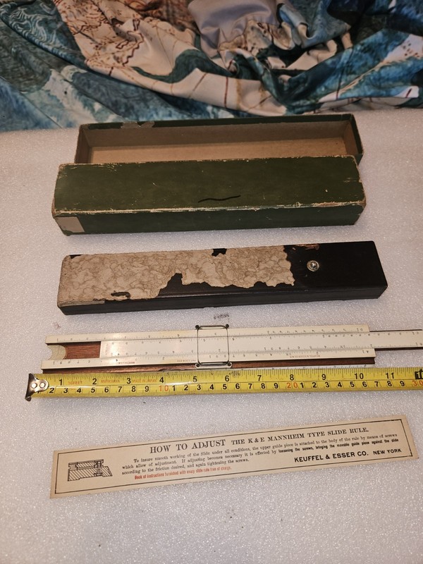 Vintage: SLIDE RULE WITH ORIGINAL CASE AND BOX MANNHIEM 4041 K AND E CO.