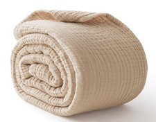 100 Cotton King Size Blankets for Bed 108" x 90", 6 Layers Cooling and Soft ...